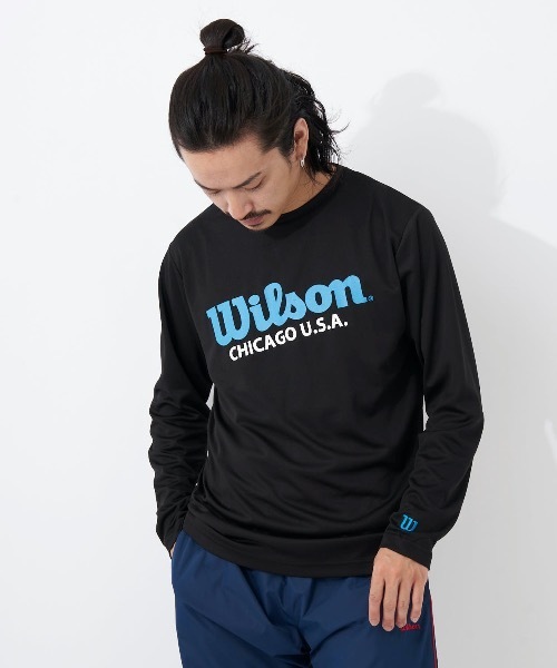 wilson(ウィルソン)の「【WILSON:ウィルソン】ドライメッシュグラフィックロングTシャツ(Tシャツ/カットソー・メンズ・ホワイト/ブラック/オレンジ・MEDIUM/LARGE/X-LARGE)」の2枚目の写真