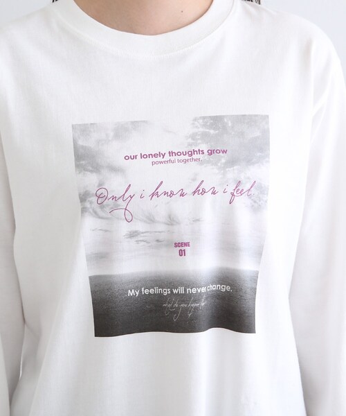 INDIVI(インディヴィ)の「【WORLD for the World】フォトプリント ロングTシャツ(Tシャツ/カットソー・レディース・ホワイト・38/13/05)」の10枚目の写真