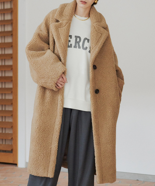 Rouge vif(ルージュヴィフ)の「ボアコート(その他アウター・レディース・ベージュ・38/36)」の1枚目の写真