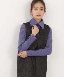 N.（N. Natural Beauty Basic） | ◆ポロ襟ゴールドボタンリブニット(ニット/セーター)