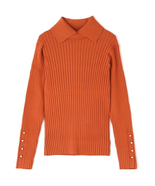 N.（N. Natural Beauty Basic）（エヌエヌナチュラルビューティーベーシック）の「◆ポロ襟ゴールドボタンリブニット（ニット/セーター・レディース・ナチュラル/ブルー/オレンジ・MEDIUM）」の13枚目の写真