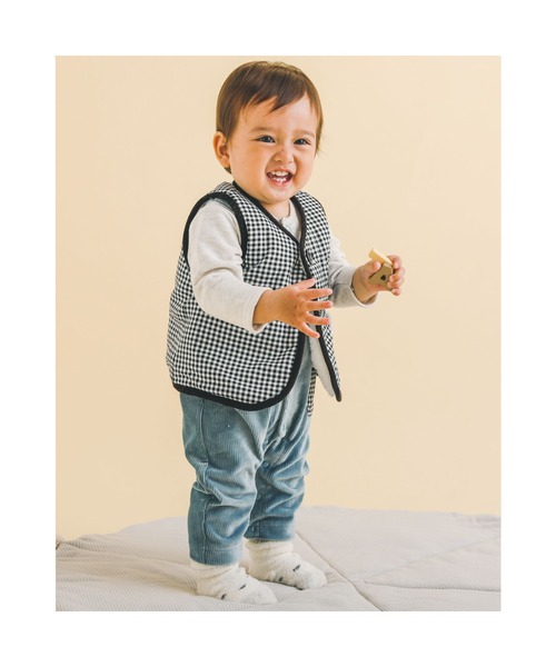 SLAP SLIP BABY（スラップスリップベビー）の「SLAPSLIPBABY/チェックくまワッペンボアベストベビー(70~80cm)（ベスト・キッズ・ブラック系その他/ベージュ系その他・ONESIZE）」の14枚目の写真