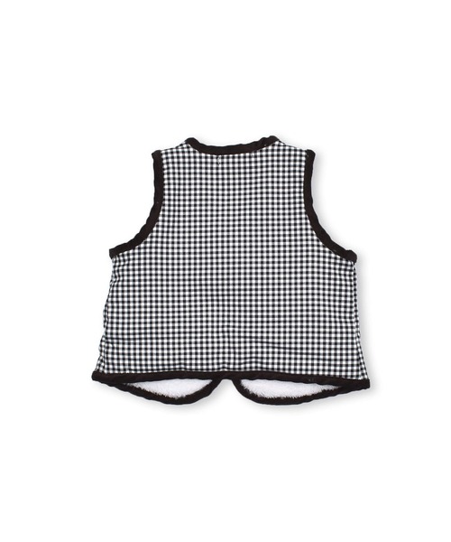 SLAP SLIP BABY（スラップスリップベビー）の「SLAPSLIPBABY/チェックくまワッペンボアベストベビー(70~80cm)（ベスト・キッズ・ブラック系その他/ベージュ系その他・ONESIZE）」の8枚目の写真