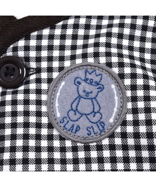 SLAP SLIP BABY（スラップスリップベビー）の「SLAPSLIPBABY/チェックくまワッペンボアベストベビー(70~80cm)（ベスト・キッズ・ブラック系その他/ベージュ系その他・ONESIZE）」の10枚目の写真