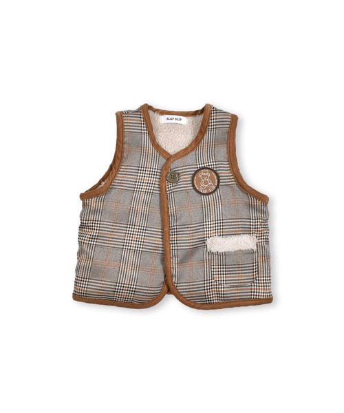 SLAP SLIP BABY（スラップスリップベビー）の「SLAPSLIPBABY/チェックくまワッペンボアベストベビー(70~80cm)（ベスト・キッズ・ブラック系その他/ベージュ系その他・ONESIZE）」の13枚目の写真
