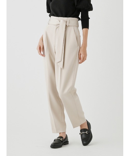 Stylevoice for xxx(スタイルヴォイスフォー)の「ウエストリボン付きハイウエストテーパードパンツ(スラックス・レディース・ブラック/ライトベージュ・SMALL/MEDIUM)」の14枚目の写真