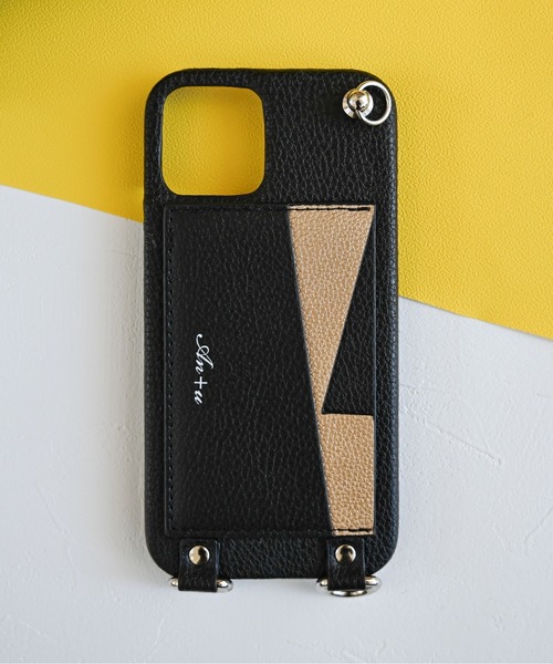 An+u（アンユー）の「バイカラー カードポケット スマホケース iPhone12 / iPhone12pro（スマホケース/カバー・レディース・ラベンダー/ブラック×ゴールド/ブラック×シルバー/ピンク/ブラック/シルバー/イエロー・ONE SIZE）」の4枚目の写真