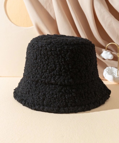 COLOR TOKYO ACCESSORIES（カラートウキョウアクセサリー）の「ファジーバケットハット（ハット・レディース・ベージュ/ブラック・FREE）」の5枚目の写真