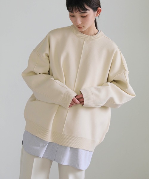 select MOCA（セレクトモカ）の「リンキングスウェットライクプルオーバー（Tシャツ/カットソー・レディース・アイボリー/ブラック/オレンジ・FREE）」の2枚目の写真