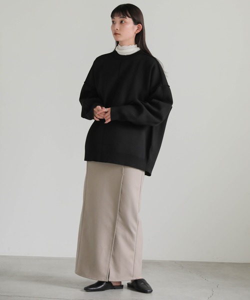 select MOCA（セレクトモカ）の「リンキングスウェットライクプルオーバー（Tシャツ/カットソー・レディース・アイボリー/ブラック/オレンジ・FREE）」の6枚目の写真