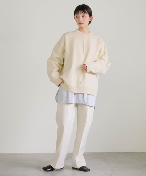 select MOCA（セレクトモカ）の「リンキングスウェットライクプルオーバー（Tシャツ/カットソー・レディース・アイボリー/ブラック/オレンジ・FREE）」の5枚目の写真