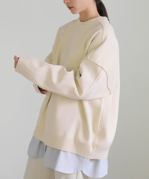 select MOCA（セレクトモカ）の「リンキングスウェットライクプルオーバー（Tシャツ/カットソー・レディース・アイボリー/ブラック/オレンジ・FREE）」の16枚目の写真