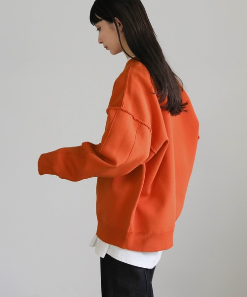 select MOCA（セレクトモカ）の「リンキングスウェットライクプルオーバー（Tシャツ/カットソー・レディース・アイボリー/ブラック/オレンジ・FREE）」の10枚目の写真