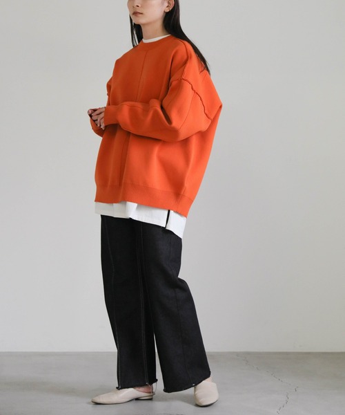 select MOCA（セレクトモカ）の「リンキングスウェットライクプルオーバー（Tシャツ/カットソー・レディース・アイボリー/ブラック/オレンジ・FREE）」の11枚目の写真