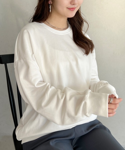 CLEA(クレア)の「【全6色/カラバリ豊富】オーバーサイズカラースウェット(スウェット・レディース・オレンジ/ホワイト/グリーン/ピンクベージュ/ブラック/ブルー・M)」の7枚目の写真