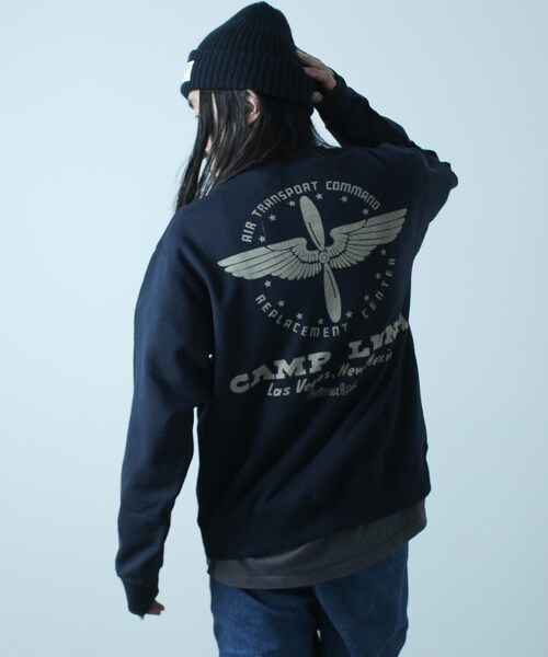 AVIREX（アヴィレックス）の「CREW NECK SWEAT CAMP LUNA /クルーネック スウェット キャンプ ルナ / AVIREX / アヴィレックス（スウェット・メンズ・その他5/オレンジ/オリーブ系/ネイビー・L/XL/M/2XL）」の7枚目の写真