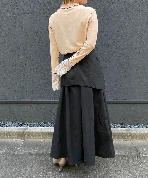 LHELBIE(レルビエ)の「カフスレースメロートップス(Tシャツ/カットソー・レディース・ライトピンク/ブラック/グリーン/アイボリー・M)」の6枚目の写真