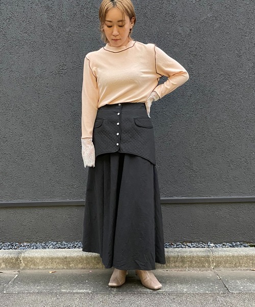 LHELBIE(レルビエ)の「カフスレースメロートップス(Tシャツ/カットソー・レディース・ライトピンク/ブラック/グリーン/アイボリー・M)」の8枚目の写真