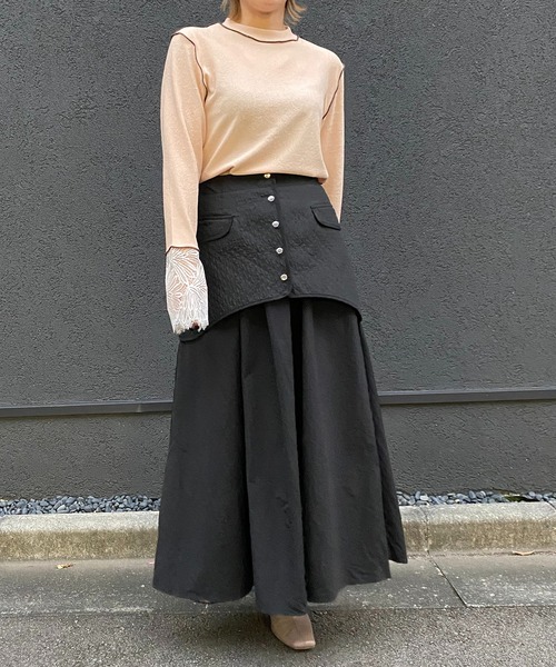 LHELBIE(レルビエ)の「カフスレースメロートップス(Tシャツ/カットソー・レディース・ライトピンク/ブラック/グリーン/アイボリー・M)」の9枚目の写真
