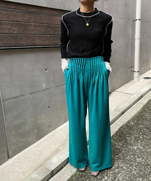 LHELBIE(レルビエ)の「カフスレースメロートップス(Tシャツ/カットソー・レディース・ライトピンク/ブラック/グリーン/アイボリー・M)」の20枚目の写真