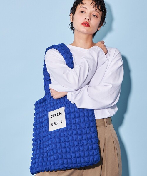 CITEN（シテン）の「＜CITEN＞ポップコーン トートバッグ（トートバッグ・レディース・コバルトブルー/ケリー/ブラック/オレンジ/オフホワイト/ブラウン/ロイヤルブルー・FREE）」の6枚目の写真