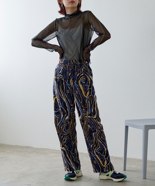 miette(ミエット)の「プリントストレートパンツ(その他パンツ・レディース・ブラック/ベージュ/ライトベージュ・FREE)」の9枚目の写真