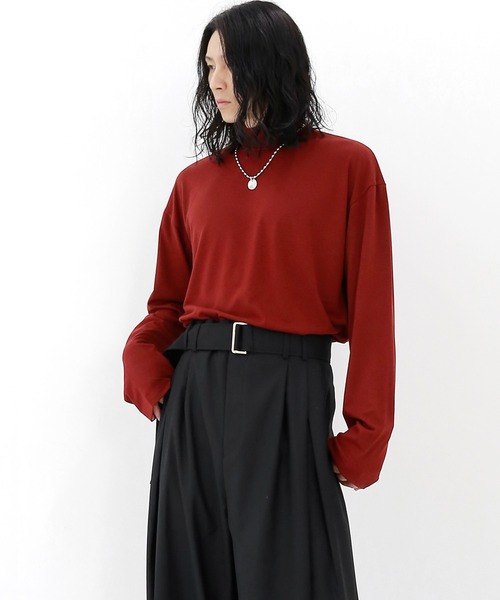 minsobi(ミンソビ)の「ハイネック長袖Tシャツ ベーシック ロンT(Tシャツ/カットソー・メンズ・ブラック/オリーブ/ブルー/アイボリー/ダークグレー/キャメル/Wine・FREE)」の7枚目の写真