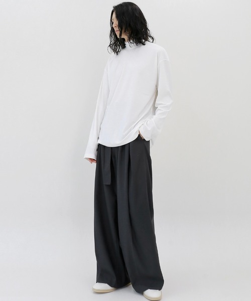 minsobi(ミンソビ)の「ハイネック長袖Tシャツ ベーシック ロンT(Tシャツ/カットソー・メンズ・ブラック/オリーブ/ブルー/アイボリー/ダークグレー/キャメル/Wine・FREE)」の9枚目の写真