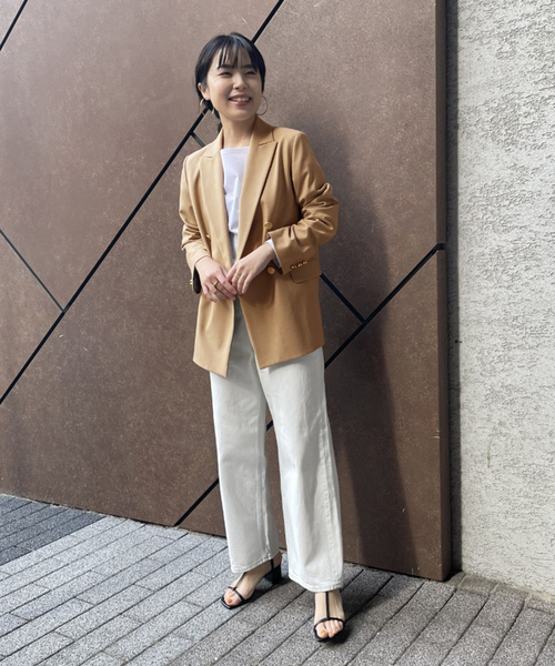 2023AW✨NOBLE  ウールミルドピークドラペルジャケット  ベージュ Noble（ノーブル）の「ウールMIXツイルピークドラペルジャケット
