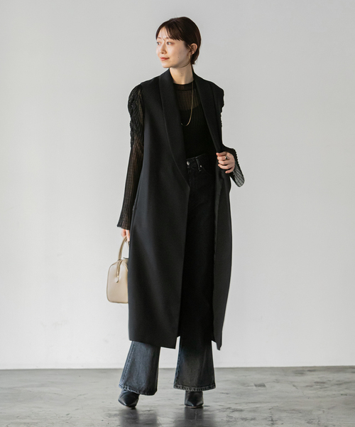 美品　LIMI feu　ショールカラー　ロングジレ　ロングベスト 美品LIMI feuショールカラーロングジレロングベスト