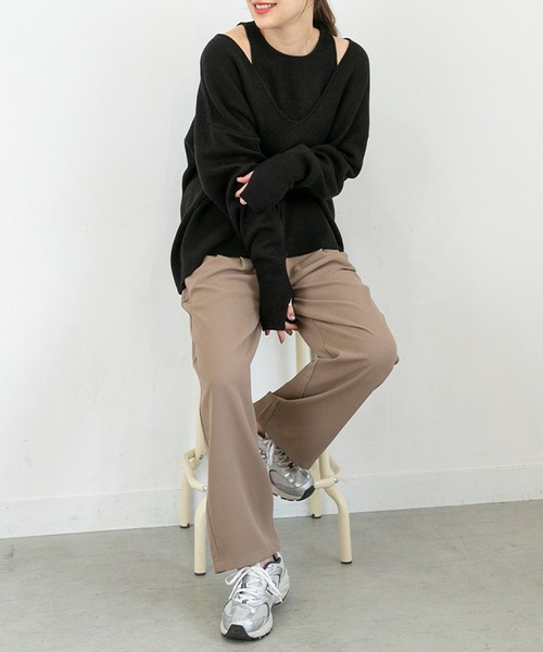 PICHI(ピイチ)の「VネックニットSET(ニット/セーター・レディース・ブラック/モカ・FREE)」の3枚目の写真