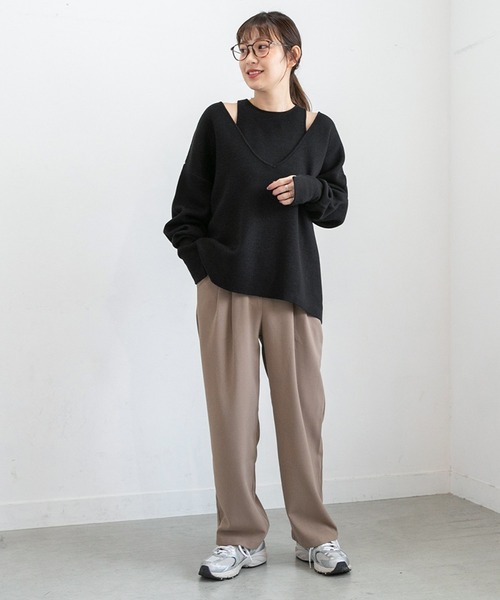 PICHI(ピイチ)の「VネックニットSET(ニット/セーター・レディース・ブラック/モカ・FREE)」の6枚目の写真