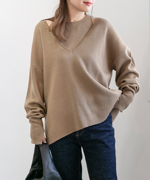 PICHI(ピイチ)の「VネックニットSET(ニット/セーター・レディース・ブラック/モカ・FREE)」の11枚目の写真