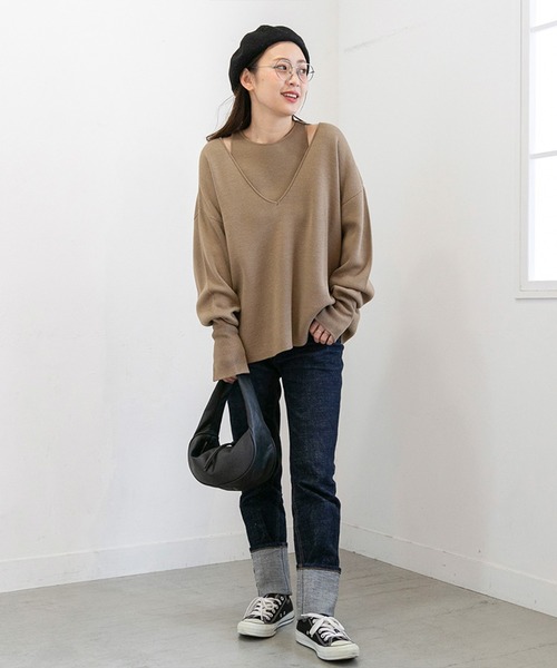 PICHI(ピイチ)の「VネックニットSET(ニット/セーター・レディース・ブラック/モカ・FREE)」の15枚目の写真