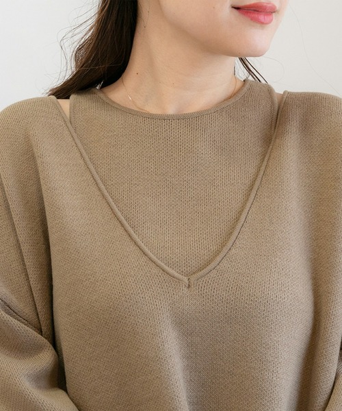 PICHI(ピイチ)の「VネックニットSET(ニット/セーター・レディース・ブラック/モカ・FREE)」の18枚目の写真