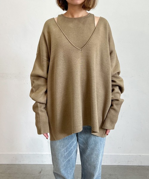 PICHI(ピイチ)の「VネックニットSET(ニット/セーター・レディース・ブラック/モカ・FREE)」の20枚目の写真