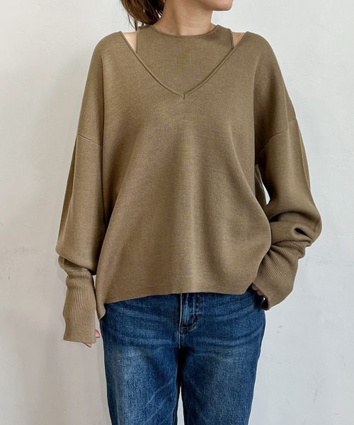 PICHI(ピイチ)の「VネックニットSET(ニット/セーター・レディース・ブラック/モカ・FREE)」の22枚目の写真