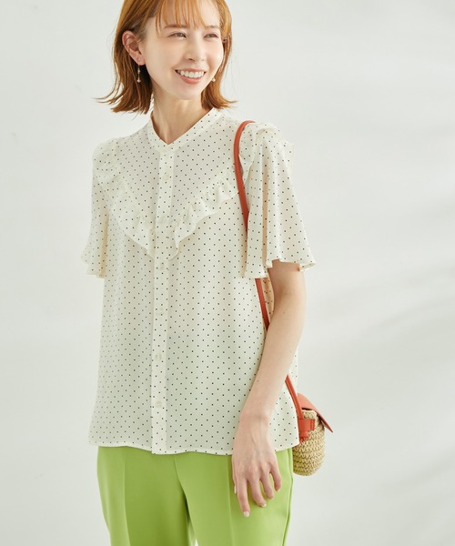 ROPE' PICNIC（ロペピクニック）の「ドット/無地フリルブラウス（シャツ/ブラウス・レディース・ホワイト/ブラック/ホワイト系その他/ブラック系その他/ベージュ系その他・38）」の8枚目の写真