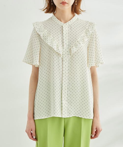 ROPE' PICNIC（ロペピクニック）の「ドット/無地フリルブラウス（シャツ/ブラウス・レディース・ホワイト/ブラック/ホワイト系その他/ブラック系その他/ベージュ系その他・38）」の14枚目の写真