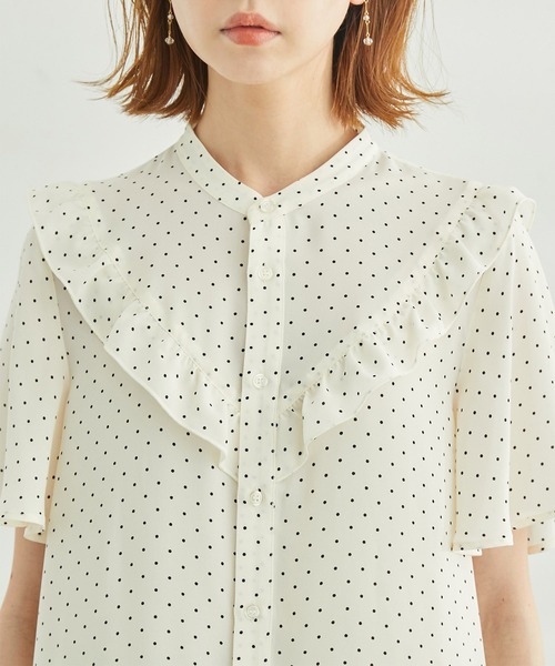 ROPE' PICNIC（ロペピクニック）の「ドット/無地フリルブラウス（シャツ/ブラウス・レディース・ホワイト/ブラック/ホワイト系その他/ブラック系その他/ベージュ系その他・38）」の9枚目の写真
