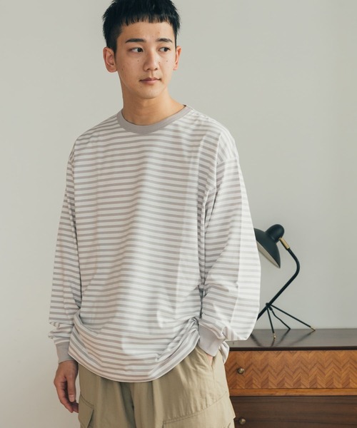 FORK&SPOON（フォークアンドスプーン）の「『ユニセックス』FORK&SPOON　ボーダーロングスリーブTシャツ（Tシャツ/カットソー・メンズ・グレー/イエロー/ネイビー・5/4/3）」の4枚目の写真