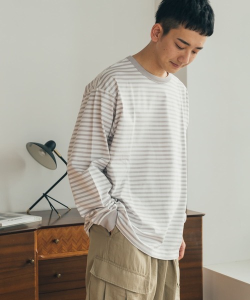 FORK&SPOON（フォークアンドスプーン）の「『ユニセックス』FORK&SPOON　ボーダーロングスリーブTシャツ（Tシャツ/カットソー・メンズ・グレー/イエロー/ネイビー・5/4/3）」の12枚目の写真