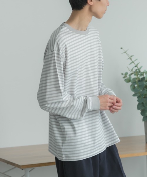 FORK&SPOON（フォークアンドスプーン）の「『ユニセックス』FORK&SPOON　ボーダーロングスリーブTシャツ（Tシャツ/カットソー・メンズ・グレー/イエロー/ネイビー・5/4/3）」の16枚目の写真