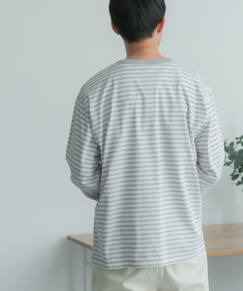 FORK&SPOON（フォークアンドスプーン）の「『ユニセックス』FORK&SPOON　ボーダーロングスリーブTシャツ（Tシャツ/カットソー・メンズ・グレー/イエロー/ネイビー・5/4/3）」の9枚目の写真