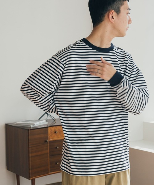 FORK&SPOON（フォークアンドスプーン）の「『ユニセックス』FORK&SPOON　ボーダーロングスリーブTシャツ（Tシャツ/カットソー・メンズ・グレー/イエロー/ネイビー・5/4/3）」の22枚目の写真