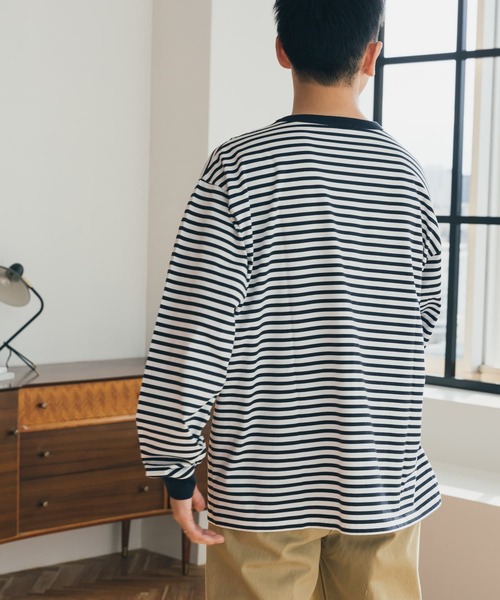 FORK&SPOON（フォークアンドスプーン）の「『ユニセックス』FORK&SPOON　ボーダーロングスリーブTシャツ（Tシャツ/カットソー・メンズ・グレー/イエロー/ネイビー・5/4/3）」の14枚目の写真