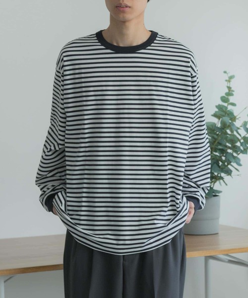 FORK&SPOON（フォークアンドスプーン）の「『ユニセックス』FORK&SPOON　ボーダーロングスリーブTシャツ（Tシャツ/カットソー・メンズ・グレー/イエロー/ネイビー・5/4/3）」の10枚目の写真