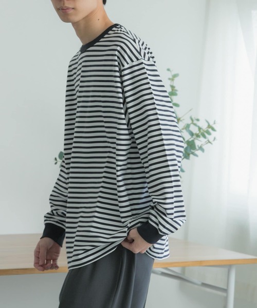 FORK&SPOON（フォークアンドスプーン）の「『ユニセックス』FORK&SPOON　ボーダーロングスリーブTシャツ（Tシャツ/カットソー・メンズ・グレー/イエロー/ネイビー・5/4/3）」の18枚目の写真