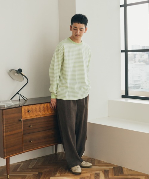 FORK&SPOON（フォークアンドスプーン）の「『ユニセックス』FORK&SPOON　ボーダーロングスリーブTシャツ（Tシャツ/カットソー・メンズ・グレー/イエロー/ネイビー・5/4/3）」の11枚目の写真