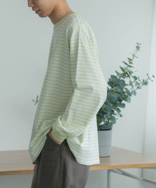 FORK&SPOON（フォークアンドスプーン）の「『ユニセックス』FORK&SPOON　ボーダーロングスリーブTシャツ（Tシャツ/カットソー・メンズ・グレー/イエロー/ネイビー・5/4/3）」の19枚目の写真